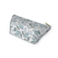 Cherry Plum Leaves Accessory Pouch w T-bottom in Aqua